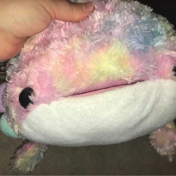 Rainbow Pastel Fluffy Axolotl Plush - Picture 5 of 8